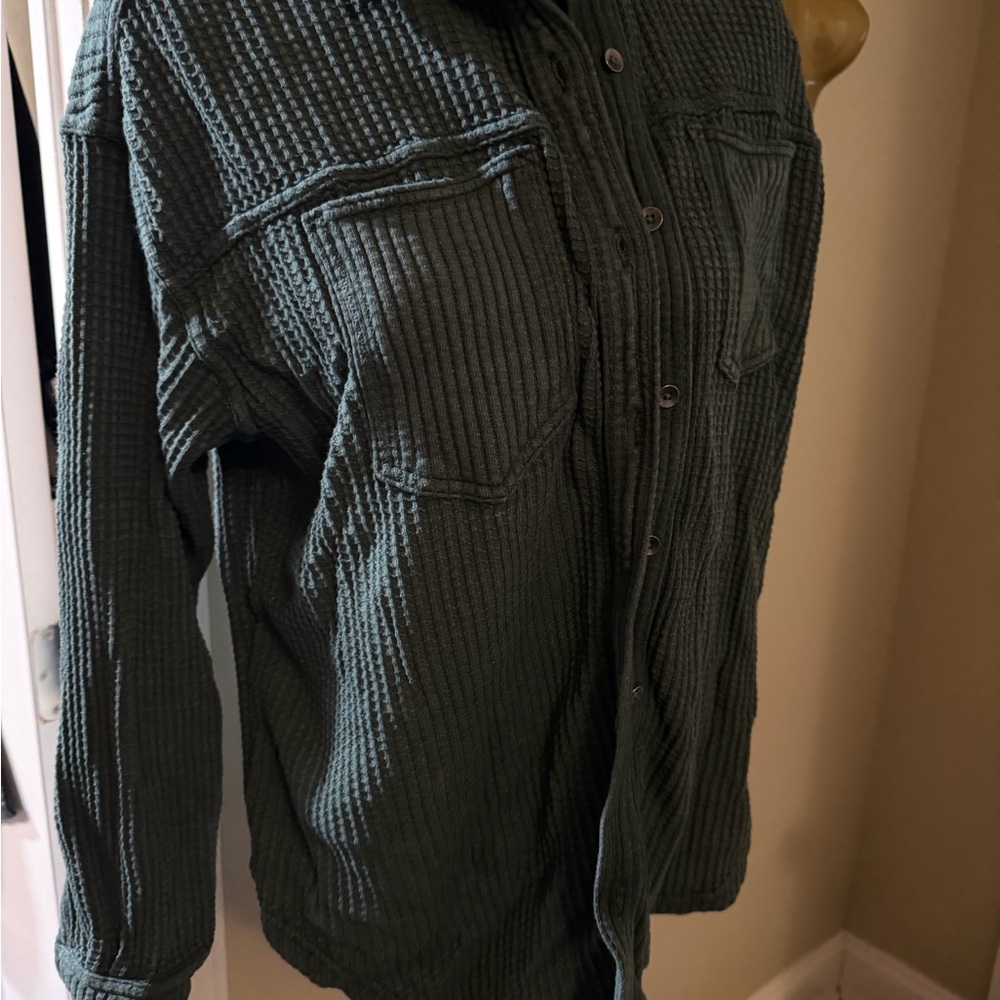 aerie Men's Olive Waffle-Knit Shirt Jacket